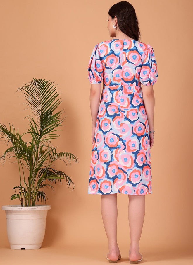 CUKOO Print Georgette A-Line Dress - Image 4